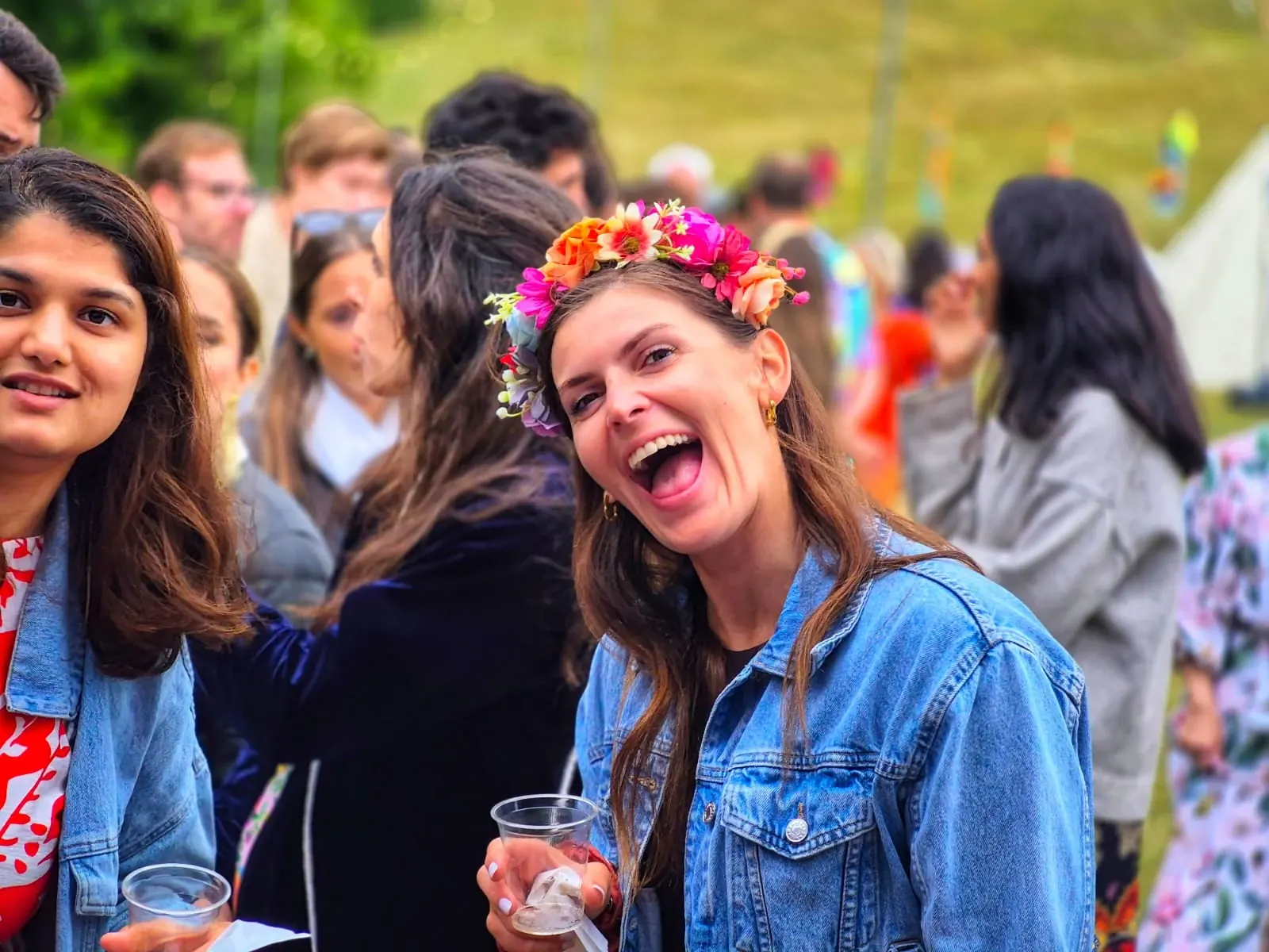 Festival guests celebrating with Thai street food