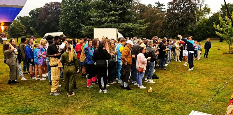 Crowd at an outdoor event we catered
