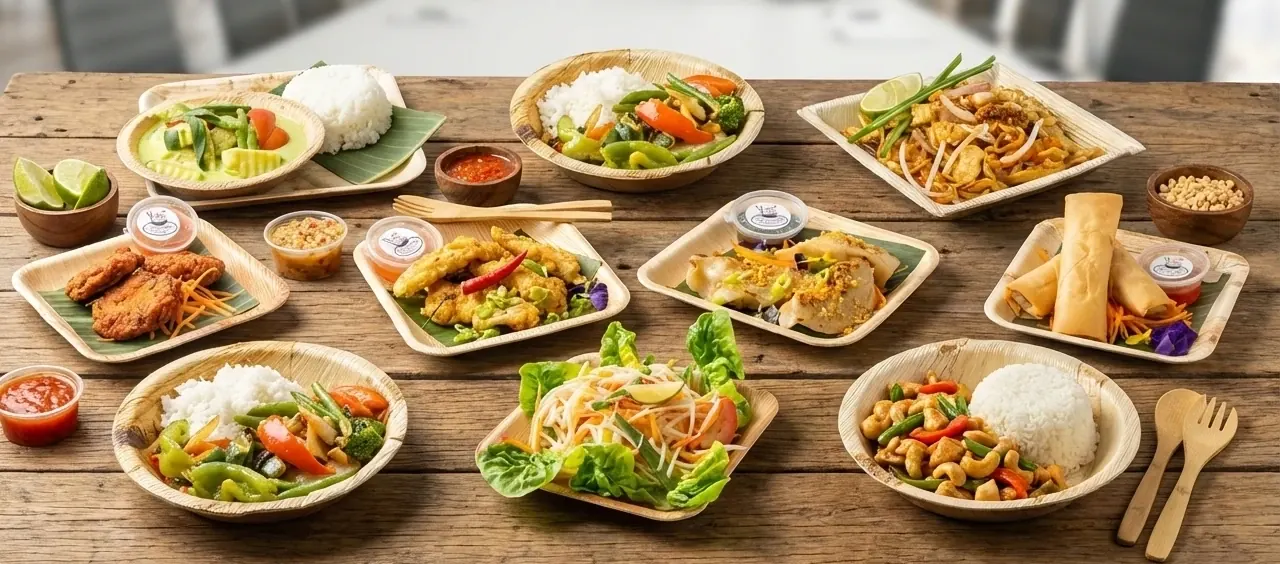 A spread of freshly cooked Thai dishes