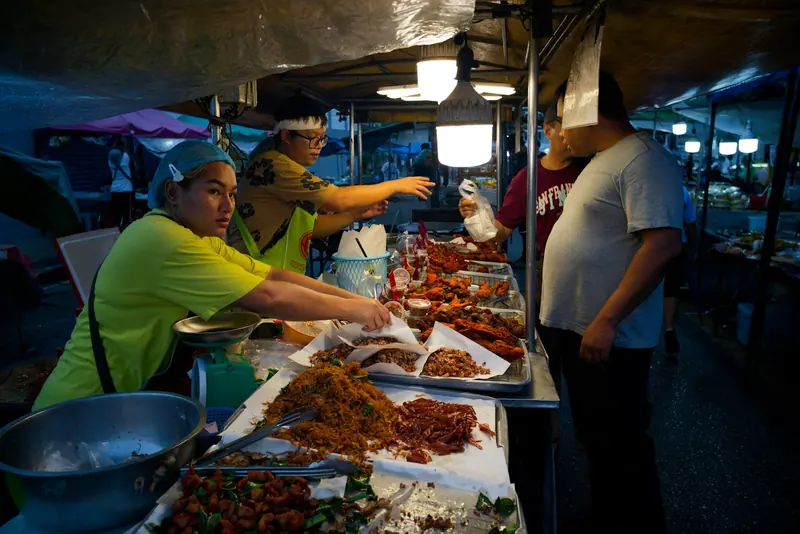 Thai night market street food stall